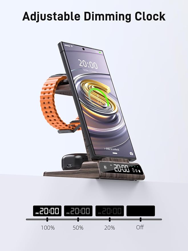 Wireless Charger for Samsung Charging Station, 3 in 1 Android Phone Charger for Samsung Galaxy S25 Ultra/S24 Ultra/S23/Z Fold7/Flip7, Galaxy Watch 8/8 Classic/Ultra/7/6/5, Galaxy Buds 3 Pro/3