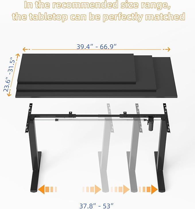 YIHAYO Standing Desk Frame, DIY Workstation, Frame Only, Adjustable Desk with Memory Smart Pannel, Sit Stand Desk for Home Office (Black)