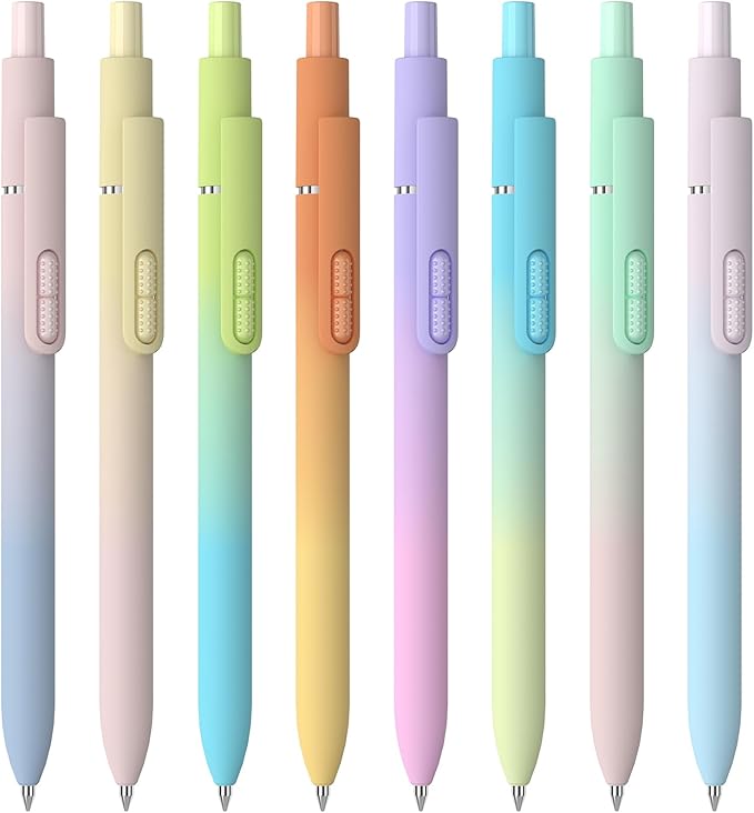 8 Pcs Black Ballpoint Pens - 1.0mm Medium Point Smooth Writing Black Ink Ball Point Pens | High-end Long Lasting Retractable Pen for School, Home, Office (Gradient-8pcs)