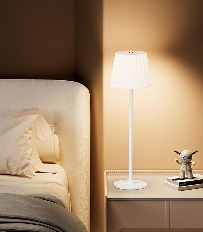 Desk Lamp, LED Cordless Table Lamp for Bedroom Dimmable 1500mAh Rechargeable Battery Powered Bedside Lamps Night Light for Bedroom/Living Room/Restaurant/Outdoor Parties Touch Control