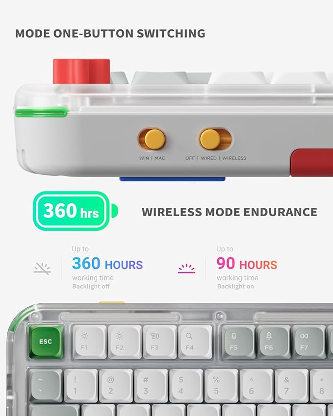 nuphy Kick75 Wireless Low Profile Mechanical Keyboard with Volume Knob,75% Hot Swappable Custom Keyboard,80 Keys RGB Backlit with PBT Keycaps,BT/2.4G/USB-C (Silver Nano Switch)
