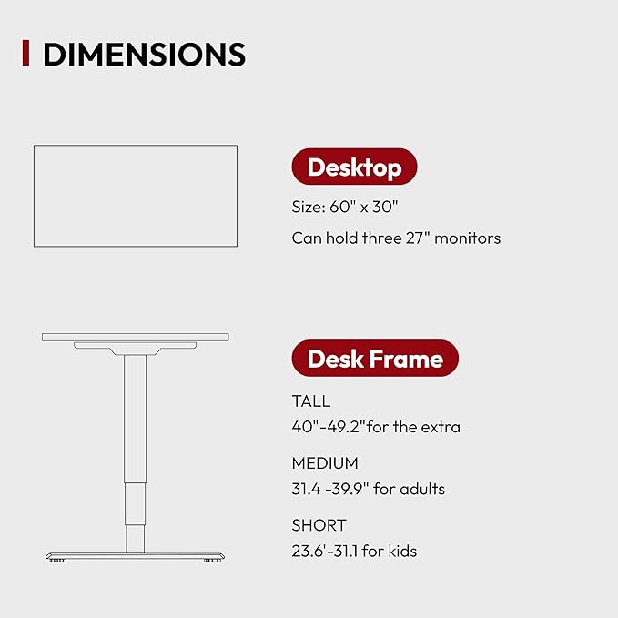 Standing Desk with Dual Motor, 3-Stage Lifting Column, Handset with 3 Preset and Sit-Stand Reminder - 60 inch Whole Piece Real Bamboo Desk/White Frame, Height Adjustable Desk for Home and Office
