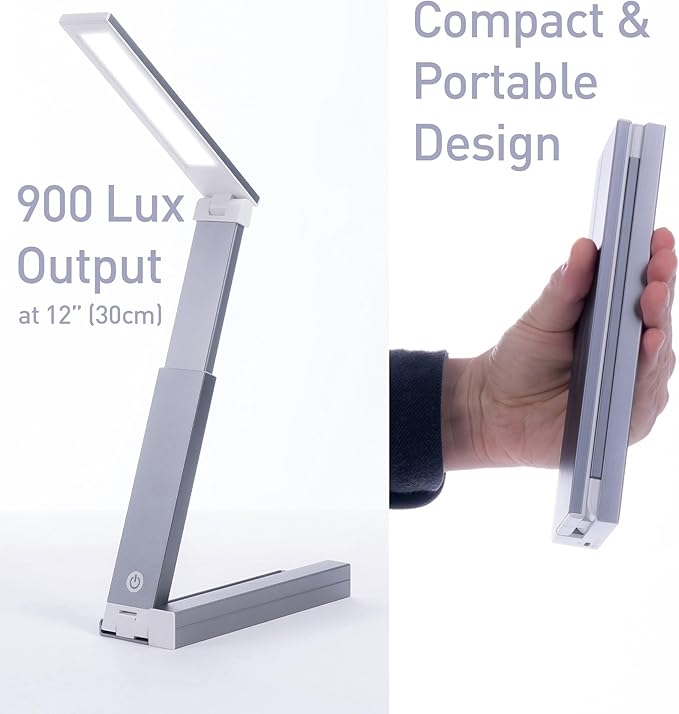 Portable LED Desk Lamp – Ultra-Compact, Foldable, Adjustable Brightness, 180-Degree Rotation, Type-C Fast Charging for Home, Office, Travel, Multi-Purpose Use - Grey