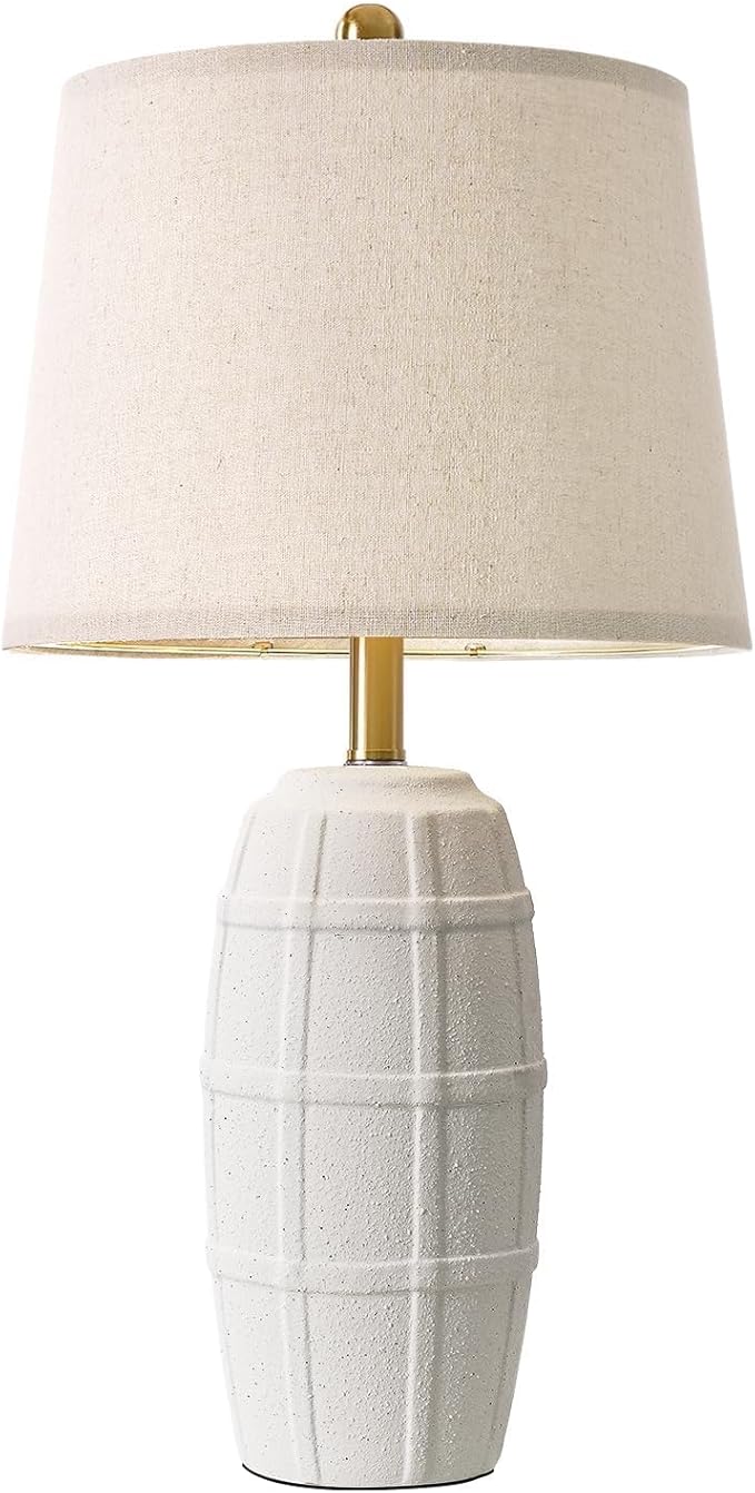 PORTRES 25.5" Ceramic Table Lamps for Bedroom Living Room Modern Lamp Bedside Nightstand Lamp Farmhouse Rustic Boho Retro Vintage Table Lamp Light Home Office Desk Deco Gifts, White