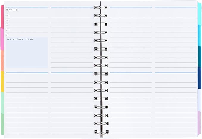 Inspired by Erin Condren A5 Undated Planner, Spiral Bound Daily & Weekly Planner with Monthly Tabs, Portable Organizer for Productivity, Goal Setting, Includes Sticker Sheets, Green Leaves Design