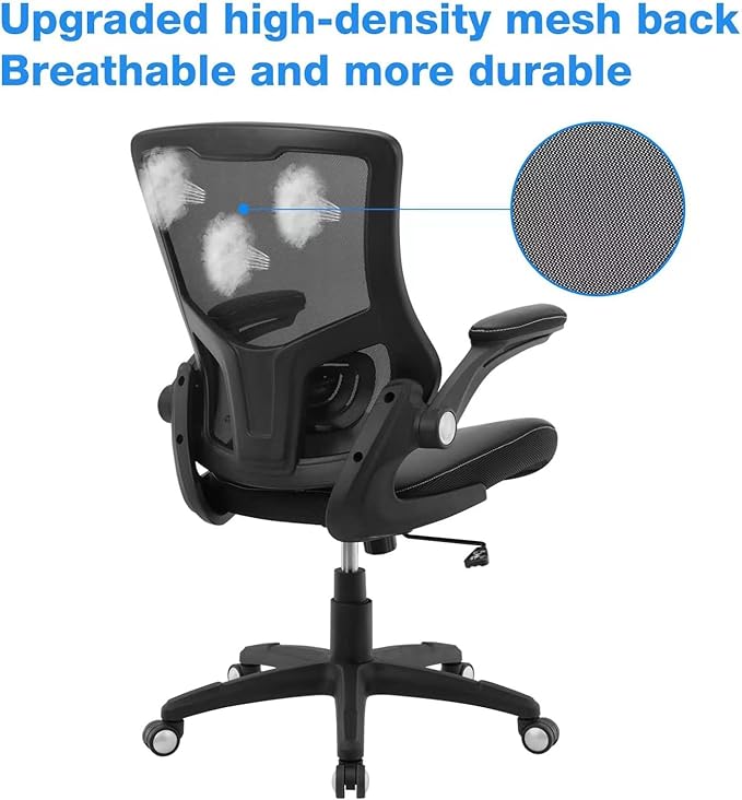 Ergonomic Office Chair Desk Computer PU Leather Home Office Desk Chair with Lumbar Support Flip-up Armrests, Executive Rolling Swivel Comfy Task Chair