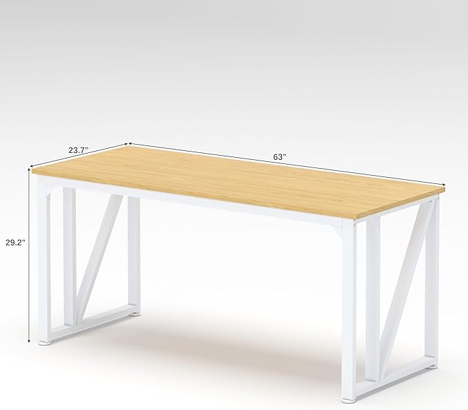 NSdirect Computer Desk 62.2×22.8 Inch Gaming Desk with Deeper & Thicker Desktop, Office Desk Work Desk for Home Office, Natural