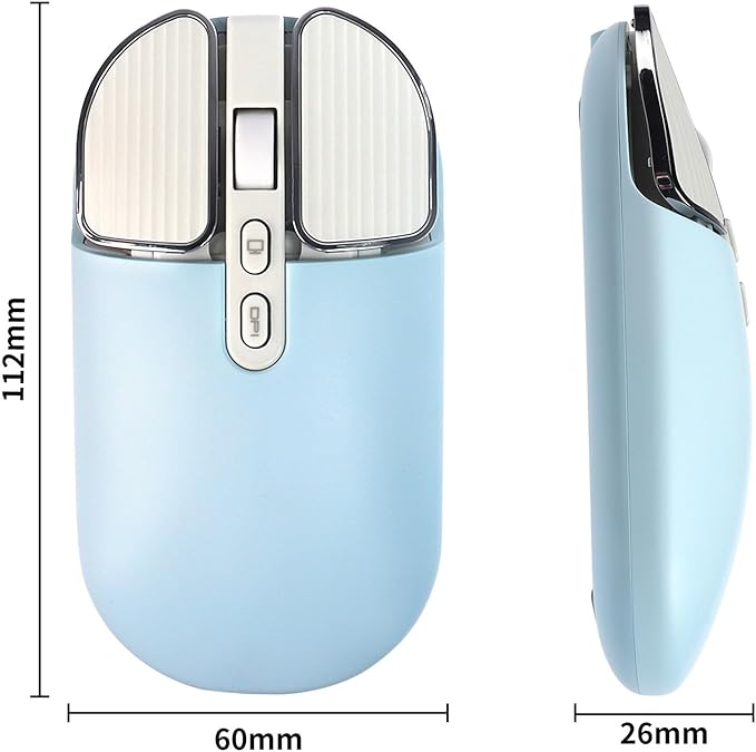 YOCUNKER Wireless Mouse, 2.4G Rechargeable Silent Slim Computer Mouse with USB Receiver 3 DPI, Back to Desktop Button Cordless Mice for PC Laptop Computer Desktop Windows Mac OS Office (Blue)