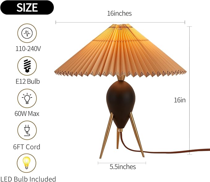 Modern Black Wood Cute Table Lamp Desk Lamp for Living Room Bedroom Home Office, Bedside Nightstand Farmhouse Antique Rustic Decorative End Table Lamp for Entryway Passway Side Table