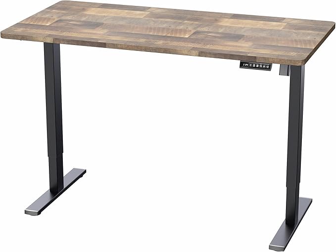 VIVO Electric 55 x 28 in Standing Desk, Memory Height Adjustment, 1B Series, One-Piece Reclaimed Wood Top, Black Frame, DESK-KIT-1B55P
