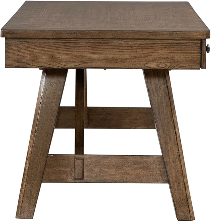 Liberty Furniture Carolina Park Writing Desk with Keyboard Tray for Home Office- Amber Brown Oak Wood