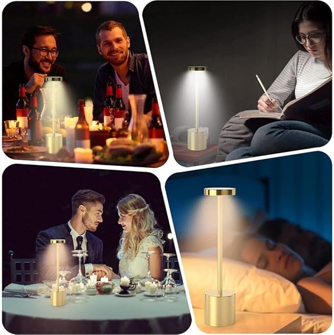 MIOBLUE Cordless Table Lamp, Rechargeable Table Lamp LED Touch Light, 3 Color Modes Desk lamp, Stepless Dimmable Battery Powered Lamp, Usage for Table Light for Dinner, Patio, Restaurant, Bedroom