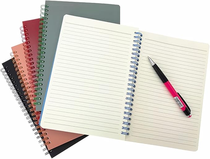 ALIMITOPIA Spiral Notebook Journal,College Ruled Plastic Hardcover Wirebound Notepad Diary Memo Sketch Note Book for School Office Business Supplies,100gsm Thick Off-white Inner Paper,A5