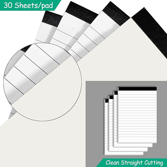 Notepads for Daily Planning and Organization of Work – 4 x 6-inches Ruled Pages – Thick Bright White Paper – 30 Pages – Note Pads Lined Papers – Pack of 6