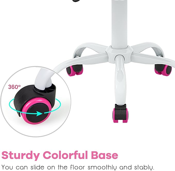 POWERSTONE Small Desk Chair with Wheels Home Office Chair Mid Back Armless Computer Task Chair Adjustable Swivel Rolling Chair for Small Space Pink