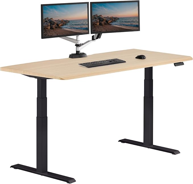 Vari ComfortEdge 72x30 Inch Adjustable Electric Standing Desk – Sit Stand VariDesk with Memory Presets, Sloped Edge, 180 LB Capacity + Tool-Free Assembly (Light Wood)