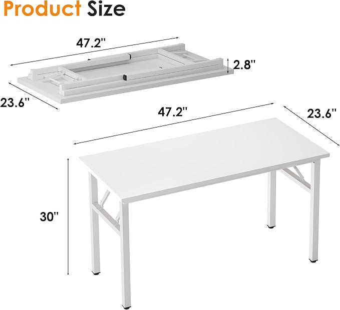 Need 47 inches Computer Desk Office Desk Folding Table with BIFMA Certification Computer Table Workstation, White AC5DW-120