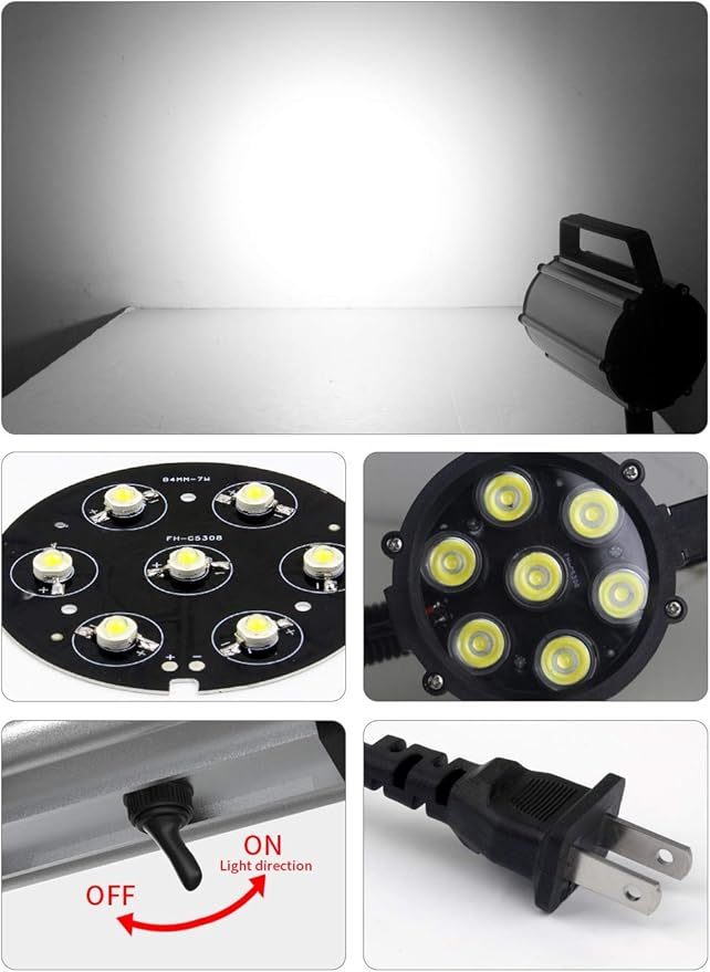 Work Desk Light, Machine Work Light, LED Flexible Gooseneck Light 700 Lumens IP66 Water and Dust Resistant 110-240 Volt Universal Fixed Base Work Light for Machine Tool and Lathe Industrial Lighting