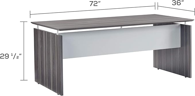 Mayline MNDS72LGS Medina Straight Edge Desk, 72"W, Gray Steel Laminate