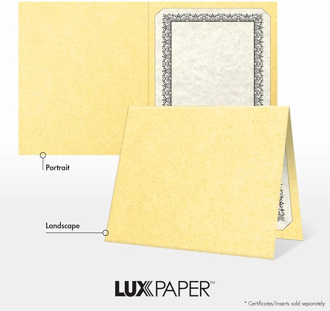 LUXPaper 9.5" x 12" Certificate Holders | Gold Metallic | 100lb. Cover | 250 Qty