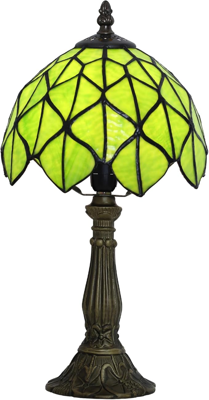Tiffany lamp 8-inch Small Vintage-Style Stained Glass Table lamp mini Desktop Decorative Night Light Reading lamp for Bedroom Bedside and Study