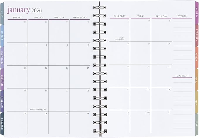 Inspired by Erin Condren 12-Month A5 Academic Planner (Jul 2025 - Jun 2026), Compact Weekly and Monthly School Agenda and Tracker, 70 Lb. Text Weight Paper, Balance Covers, Wire-O Spiral Binding