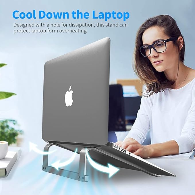 MacBook Pro Stand - Aluminum Ergonomic Computer Riser for 12-16.2 inch Laptops, Cooling Stand for Mac, HP, Dell & More (Space Gray)