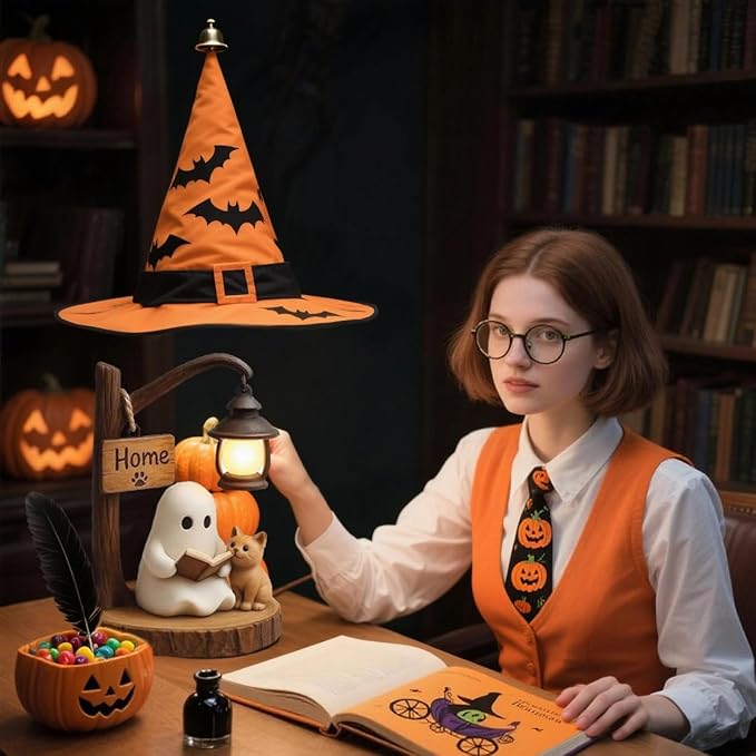 New 3D Resin Cat Ghost Reading Light Bo,Halloween Decoration Room Decoration, Suitable for Family,School, Party Gifts