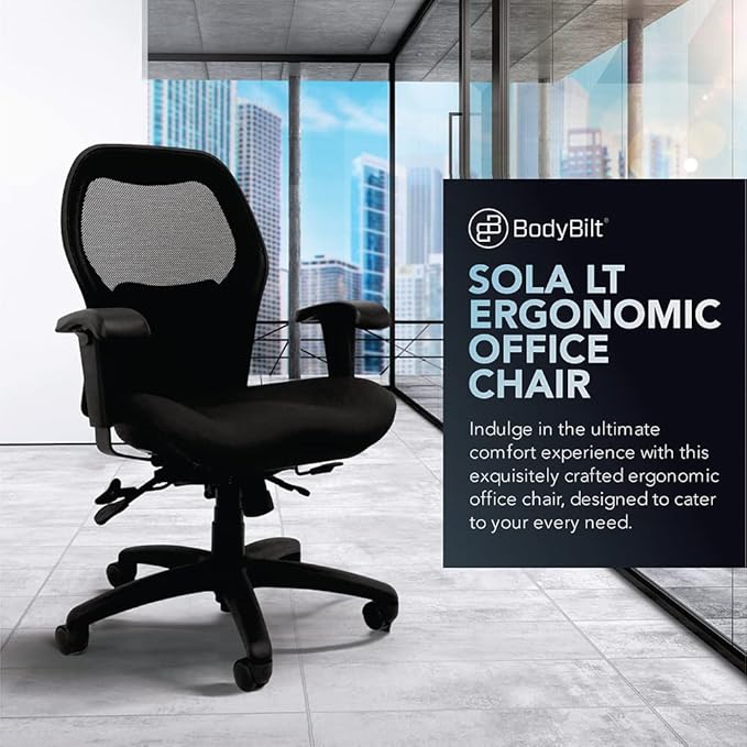 Seating Sola LT Ergonomic Office Chair | Comfortable Mid Back Computer Chair | Back Support Office Chair | Ultra-Soft | Ergonomic Lumbar Support Chair | (Sapphire Blue)