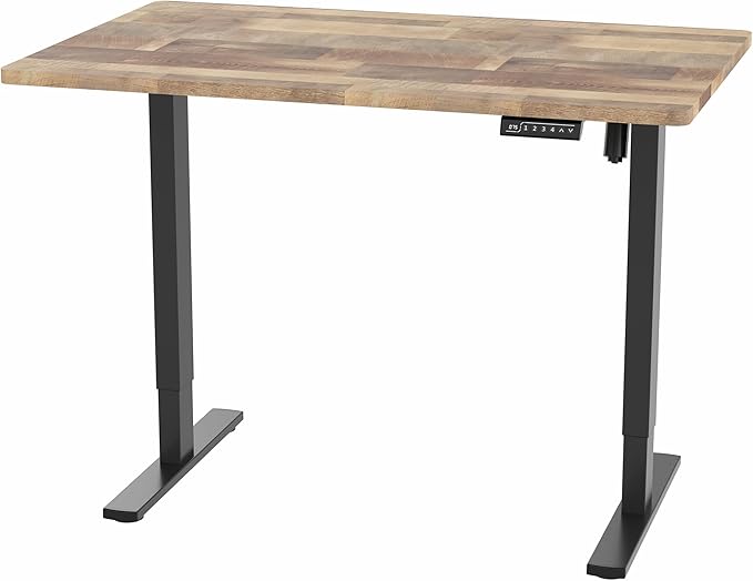 VIVO Electric 48 x 30 in Standing Desk, Memory Height Adjustment, 1B Series, One-Piece Reclaimed Wood Top, Black Frame, DESK-KIT-1B5P