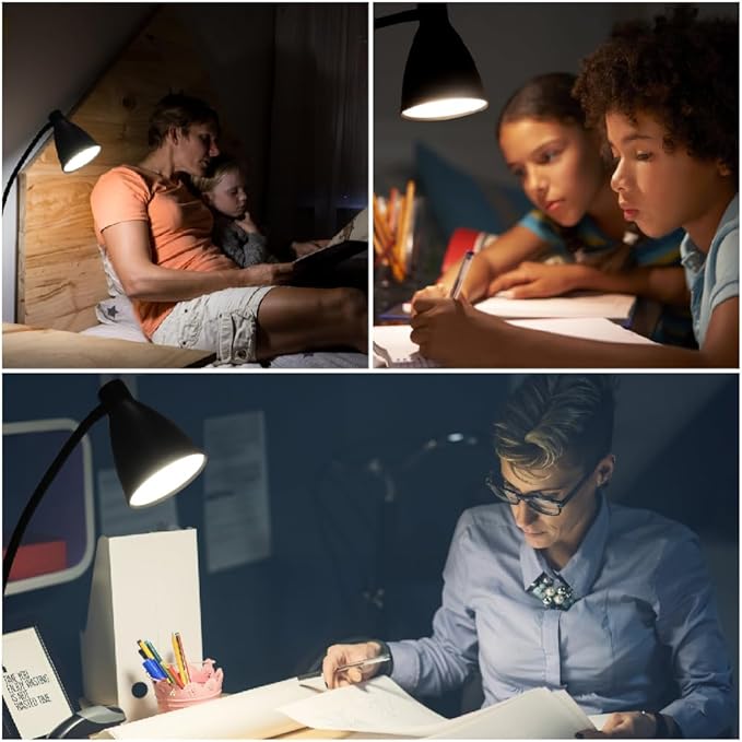 LED Desk Lamp Eye-Caring, 360° Flexible Gooseneck, 10 Brightness Dimmable Reading Light, 3 Color Modes, 10W 40 LED for Home Office, Craft, Computer, Nightstand Reading