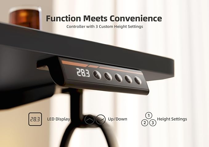 YDN Electric Standing Desk Adjustable Height, 40 x 24 Inches Stand up Desk with Cable Management, Home Office Desks with Splice Board & Black Frame, Black Top