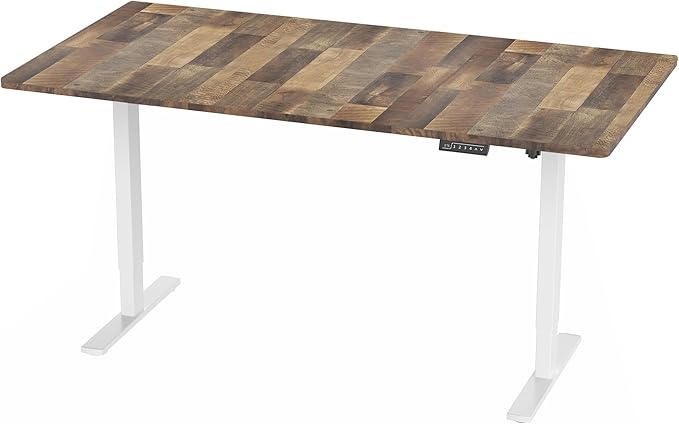 VIVO Electric 71 x 36 in Standing Desk, Memory Height Adjustment, 1B Series, Reclaimed Wood Top White Frame, DESK-KIT-1W7P-36