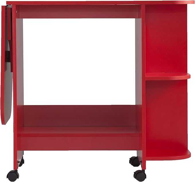 SEI FURNITURE Southern Enterprises Expandable Rolling Sewing Station Craft Table, Red