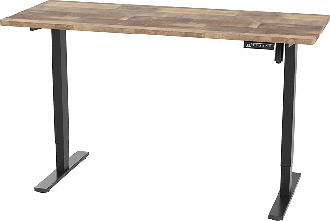 VIVO Electric 60 x 24 in Standing Desk, Memory Height Adjustment, 1B Series, One-Piece Reclaimed Wood Top, Black Frame, DESK-KIT-1B6P