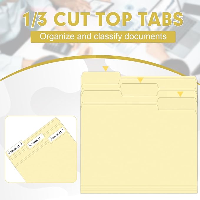 Manila Folders, HERKKA 120 Pack 1/3 Cut Tab File Folders, Manila Folders 8.5 x 11 Designed for Office and Classroom Use, Letter Size