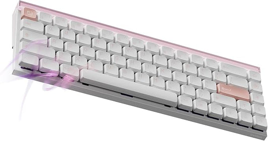 MelGeek MADE68 Air Wired Keyboard, Hall Effect Magnetic Switch Low-Profile Gaming Keyboard, 65% Compact Rapid Trigger, Hot-Swappable, RGB Snap Tap & Adjustable Actuation, Online HIVE Custom (Pink)