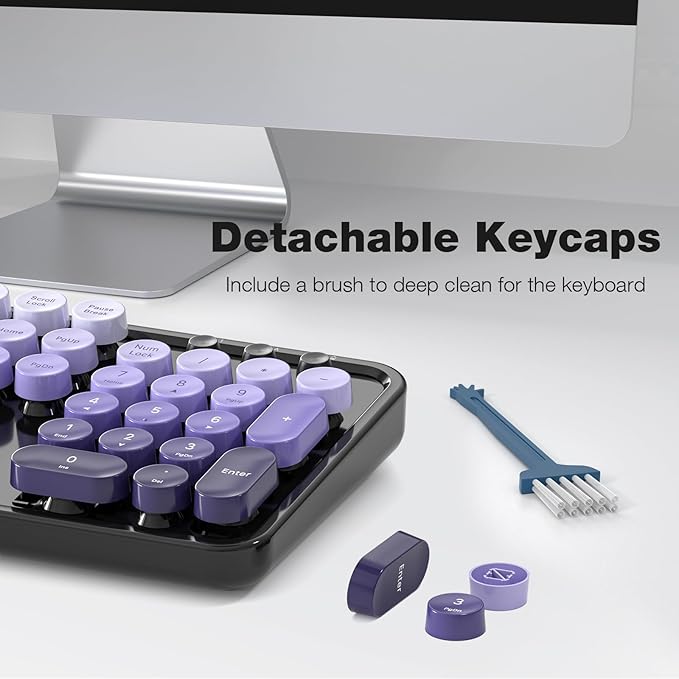 Wireless Keyboard and Mouse Combo - GEEZER Black-Purple Full-Sized Colorful Keyboard 104 Keys - USB 2.4 G Receiver Plug Play with Round Keycap Typewriter Keyboards, for Windows, PC, Laptop, Desktop