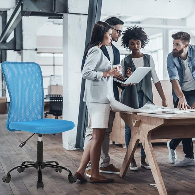 BestOffice Ergonomic Office Chair Desk Chair Mesh Computer Chair Armless Back Support Modern Executive Rolling Swivel Chair with Lumbar Support(Blue)