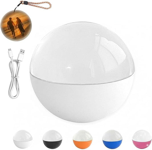 Memory Sphere Lamp, Memory Orb Ball, 2.7" Crystal Ball Video Player, Uploadable Videos & Photos, DIY Gift for Anniversary, Birthday (White,Upgraded Model)