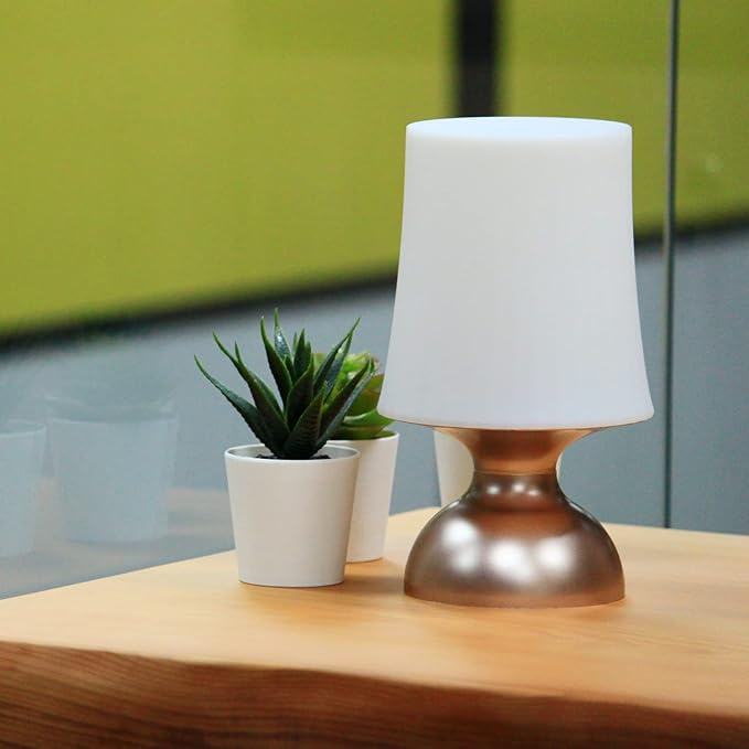 LED Gold and White Lamp,Battery Powered Night Light, Cordless Night Light, 100% Electrical Safety at Home, Minimalist Table Lamp, Decorative Gold Lamp
