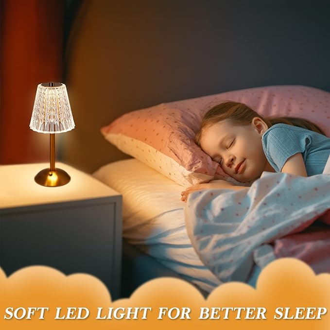 Liliful 4 Pcs LED Portable Cordless Table Lamp Touch Battery Operated Rechargeable Gold Desk Lamp 3 Color Dimmable for Bedroom Living Room Dining (Gold,Classic Style)