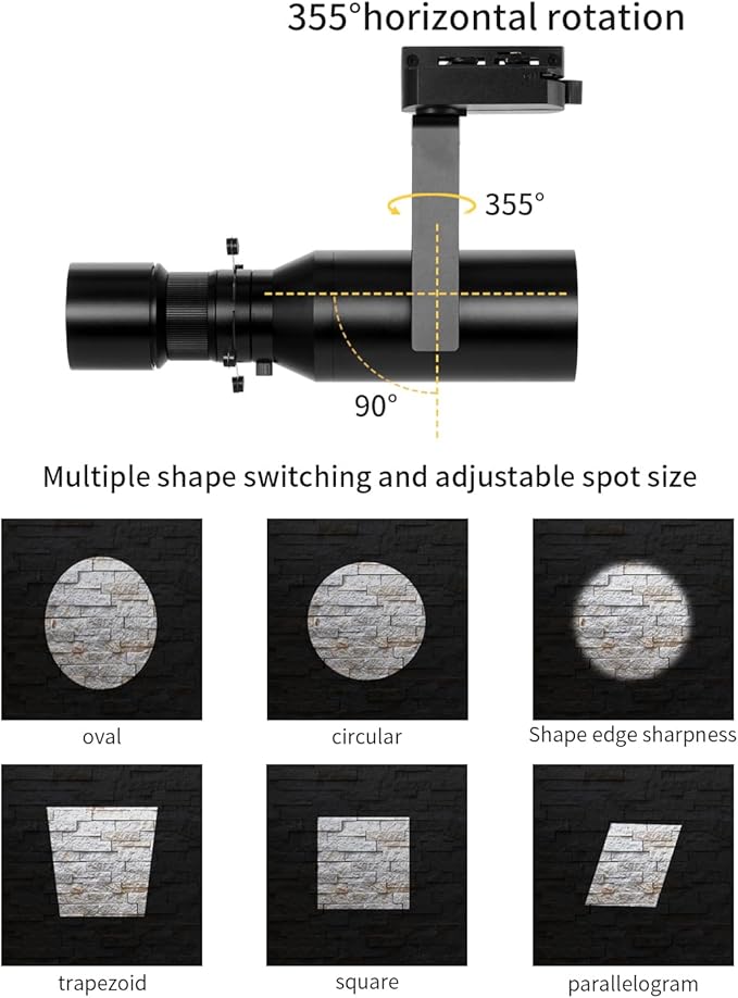 LED Track Light Head, 18W Shapeable Light, Adjustable Directional Aperture Shape for Museum Art Gallery Exhibition Art Picture 3000K