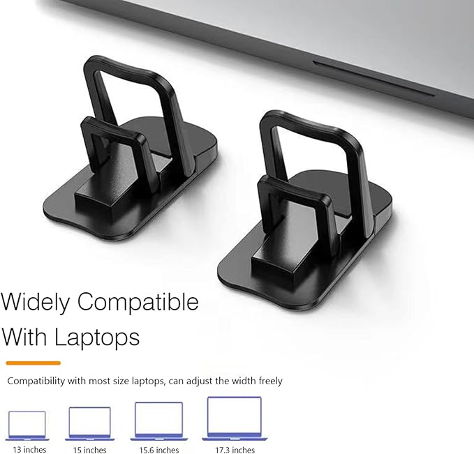 2PCS Zinc Alloy Mini Foldable Laptop Stand, Portable Computer Keyboard Riser with 2 Adjustable Angles, Self-Adhesive Invisible Notebook Stand and Keyboard Lift for Desk (Pink)