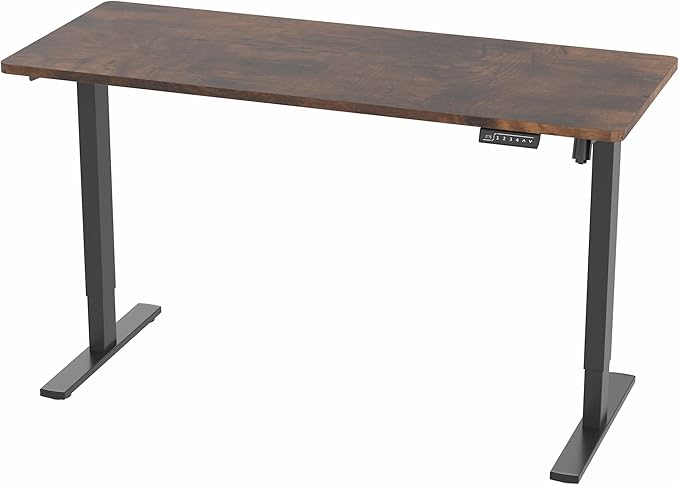 VIVO Electric 60 x 24 in Rustic Standing Desk, Memory Height Adjustment, 1B Series, One-Piece Vintage Brown Top, Black Frame, DESK-KIT-1B6N