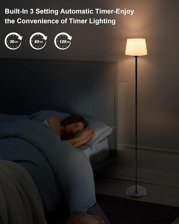UMEXUS Cordless Rechargeable Floor Lamp for Bedroom, 57" Battery Operated Dimmable Floor Lamp, Small Corner Standing Light with Remote & Timer Portable Bedside Outdoor Patio Kids Room Ambient Lighting
