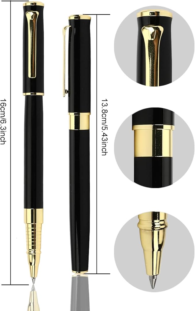 YIVONKA Luxury Ballpoint Pen Black Refill Line width 0.5mm,Best Office Pen Gift for Men & Women Professional Executive,Nice BallPens Classy Gift Box (Black)