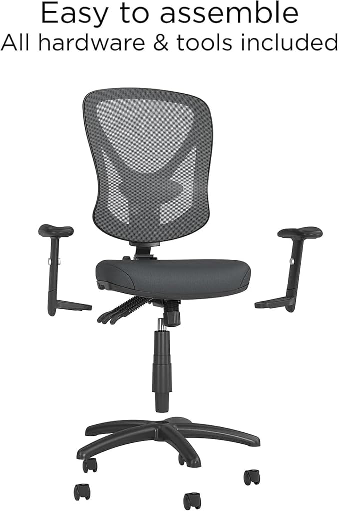 STAPLES Carder Ergonomic Office Desk Chair, Breathable Mesh Swivel Seat & Back, Adjustable Height, Lumbar Support, Black