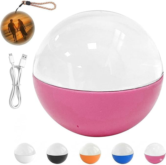 Memory Sphere Lamp, Memory Orb Ball, 2.7" Crystal Ball Video Player, Uploadable Videos & Photos, DIY Gift for Anniversary, Birthday (Pink,Basic Model)
