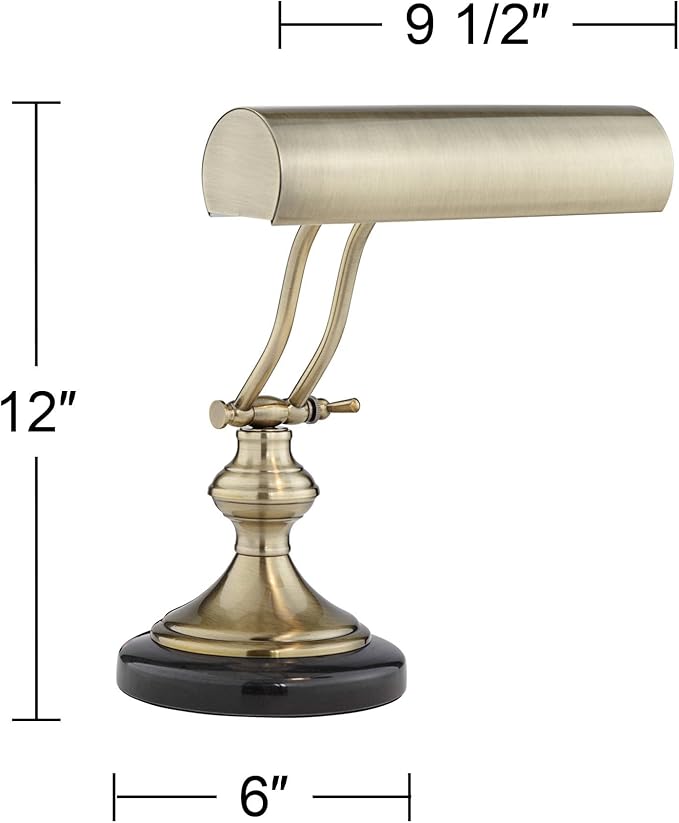 Regency Hill Serenity 12" High Small Traditional Piano Desk Lamps Set of 2 Adjustable Gold Antique Brass Finish Metal Shade Home Office Living Room Bedroom Bedside Nightstand House Reading Kitchen